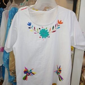 Mexican Blouse, hand embroidered. Otomi Embroidered Blouse